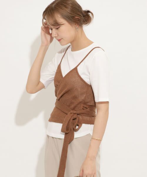 ＊＊SENSE OF PLACE by URBAN RESEARCH / センスオブプレイス バイ アーバンリサーチ ニット・セーター | カシュクールアンサンブルトップ（BROWN）