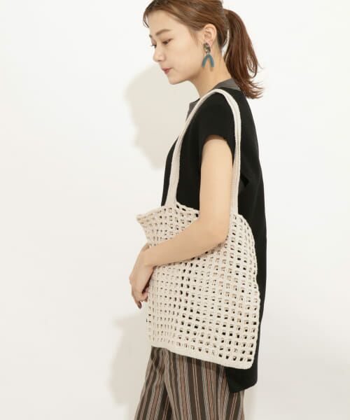 ＊＊SENSE OF PLACE by URBAN RESEARCH / センスオブプレイス バイ アーバンリサーチ トートバッグ | ハンドニットトート（IVORY）
