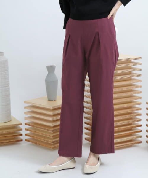 ＊＊SENSE OF PLACE by URBAN RESEARCH / センスオブプレイス バイ アーバンリサーチ その他パンツ | ストレッチワイドクロップドパンツ（BURGUNDY）