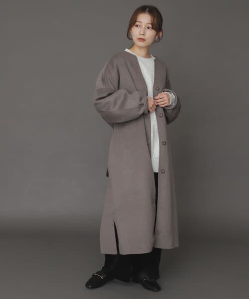 URBAN RESEARCH　ノーカラーコート セール】 ウールリバーノーカラーコート （ノーカラージャケット