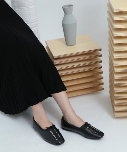 ＊＊SENSE OF PLACE by URBAN RESEARCH / センスオブプレイス バイ アーバンリサーチ バレエシューズ | レースアップバレエシューズ（BLACK）