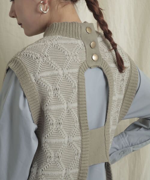 ＊＊SENSE OF PLACE by URBAN RESEARCH / センスオブプレイス バイ アーバンリサーチ ベスト | バックオープンジャガードベスト（GRE×GRE）