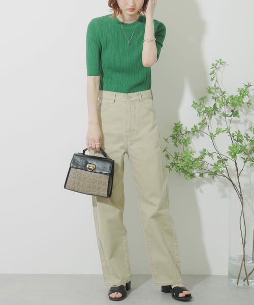 マカマカ　Kaolele　パンツ　トップス（グリーン）セットアップ セットアップ対応】トリアセバックサテンジョーゼット ワイド