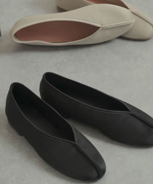 ＊＊SENSE OF PLACE by URBAN RESEARCH / センスオブプレイス バイ アーバンリサーチ バレエシューズ | センターシームチャイナシューズ（BLACK）