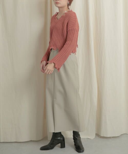 ＊＊SENSE OF PLACE by URBAN RESEARCH / センスオブプレイス バイ アーバンリサーチ ニット・セーター | 2WAYダメージショートセーター（RED）