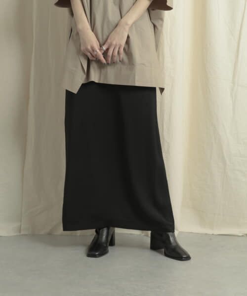 ＊＊SENSE OF PLACE by URBAN RESEARCH / センスオブプレイス バイ アーバンリサーチ スカート | サテンストレートナロースカート（BLACK）