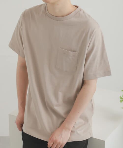 ＊＊SENSE OF PLACE by URBAN RESEARCH / センスオブプレイス バイ アーバンリサーチ Tシャツ | オーガニックコットンポケットTシャツ(5分袖)（GREIGE）