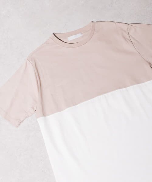 ＊＊SENSE OF PLACE by URBAN RESEARCH / センスオブプレイス バイ アーバンリサーチ Tシャツ | 『XLサイズあり』オーガニックコットンバイカラーTシャツ（GREIGE）