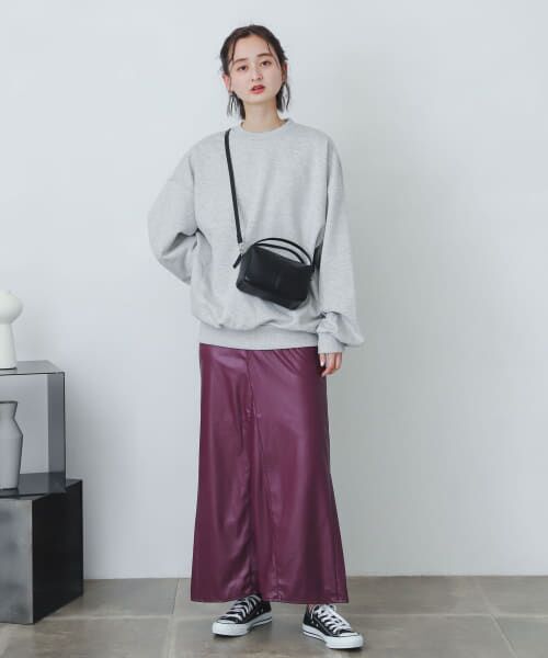 ＊＊SENSE OF PLACE by URBAN RESEARCH / センスオブプレイス バイ アーバンリサーチ スカート | naturaglace×SENSE OF PLACE　『別注』ナチュラグラッセフェイクレザースカート（PURPLE）