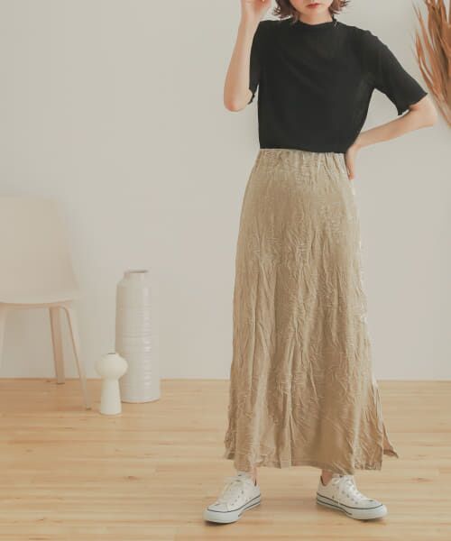 ＊＊SENSE OF PLACE by URBAN RESEARCH / センスオブプレイス バイ アーバンリサーチ スカート | クラッシュベロアロングスカート（BEIGE）