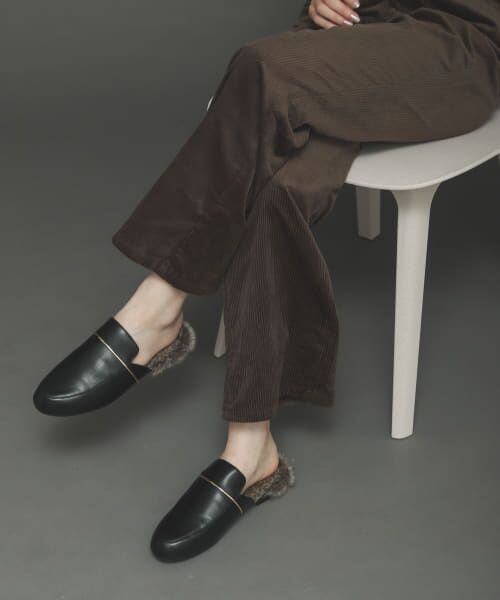 ＊＊SENSE OF PLACE by URBAN RESEARCH / センスオブプレイス バイ アーバンリサーチ シューズ | エコファーインソールミュールスリッパ（BLACK）