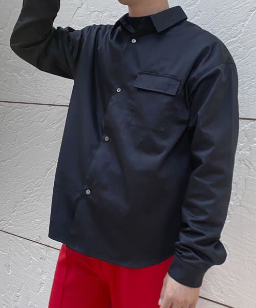 ＊＊SENSE OF PLACE by URBAN RESEARCH / センスオブプレイス バイ アーバンリサーチ シャツ・ブラウス | ルーズシルエットポケットシャツ（BLACK）