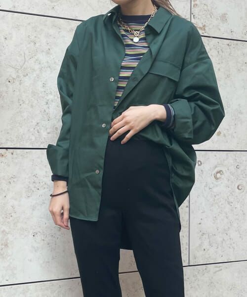 ＊＊SENSE OF PLACE by URBAN RESEARCH / センスオブプレイス バイ アーバンリサーチ シャツ・ブラウス | ルーズシルエットポケットシャツ（GREEN）