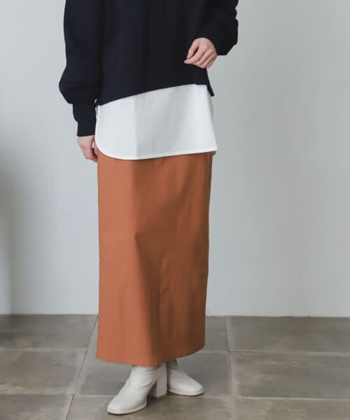 ＊＊SENSE OF PLACE by URBAN RESEARCH / センスオブプレイス バイ アーバンリサーチ スカート | ストレッチサスツキハイウエストスカート（PINK BEIGE）