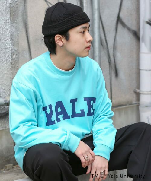 FRAMeWORK YALEスエットチュニック　ホワイト　ネイビー　2点 YALE]☆2 TONE ARCH TEE (YALE/Tシャツ・カットソー) 86005747
