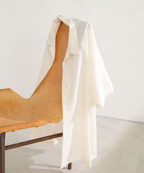 ＊＊SENSE OF PLACE by URBAN RESEARCH / センスオブプレイス バイ アーバンリサーチ シャツ・ブラウス | シアーメッシュオープンカラーシャツ(5分袖)（GREIGE）