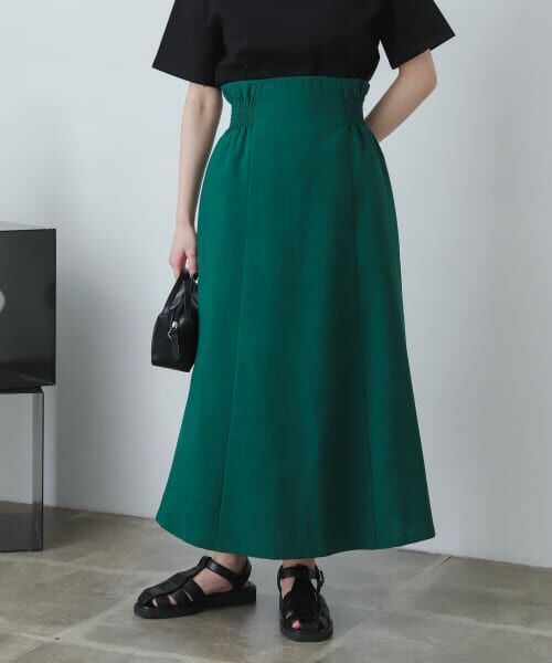 ＊＊SENSE OF PLACE by URBAN RESEARCH / センスオブプレイス バイ アーバンリサーチ スカート | リネンライクハイウエストフレアスカート（GREEN）