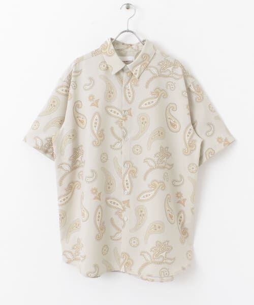 トゥモローランド ビッグペイズリー リネン100% シャツ モノトーンカラー トゥモローランド ビッグペイズリー リネン100% シャツ