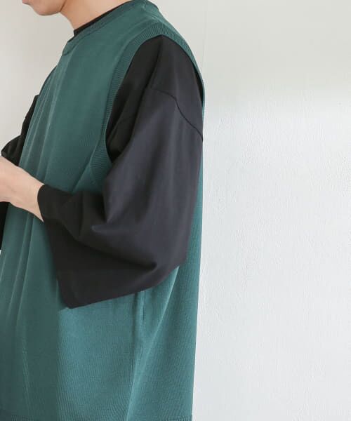 chouchou ニットベスト クルーネック　グリーン 楽天市場】シャギー ロング ニット ベスト ニットベスト [N1169