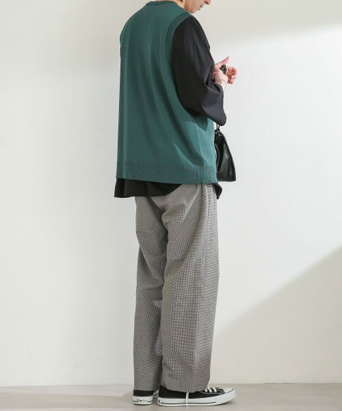 chouchou ニットベスト クルーネック　グリーン 16Gリブクルーネックニット – FACE SANS FARD