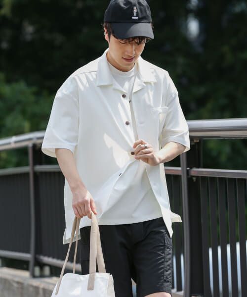 ＊＊SENSE OF PLACE by URBAN RESEARCH / センスオブプレイス バイ アーバンリサーチ シャツ・ブラウス | 『セットアップ対応』 オープンカラールーズシャツ(5分袖)（WHITE）