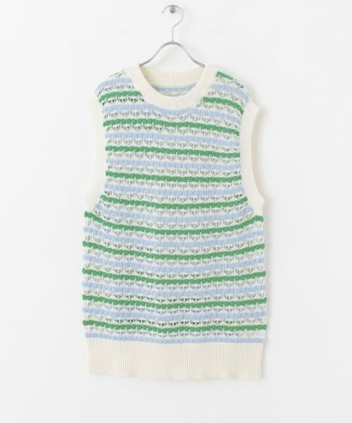 ＊＊SENSE OF PLACE by URBAN RESEARCH / センスオブプレイス バイ アーバンリサーチ ベスト | カラフルスカシアミニットベスト（GREEN）