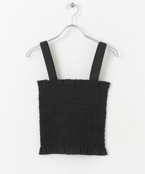 ＊＊SENSE OF PLACE by URBAN RESEARCH / センスオブプレイス バイ アーバンリサーチ キャミソール・チューブトップ | シャーリングフリルトップ（BLACK）