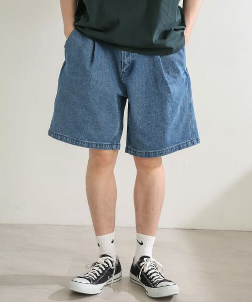 ＊＊SENSE OF PLACE by URBAN RESEARCH / センスオブプレイス バイ アーバンリサーチ ショート・ハーフ・半端丈パンツ | ワイドデニムショートパンツ（L.INDIGO）