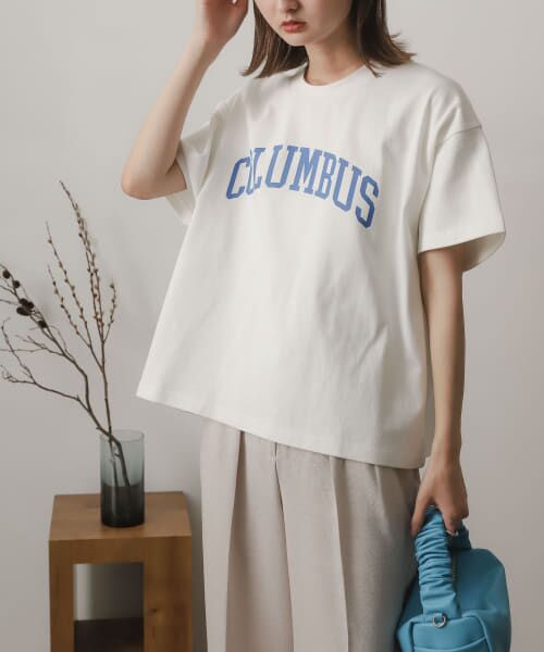 ＊＊SENSE OF PLACE by URBAN RESEARCH / センスオブプレイス バイ アーバンリサーチ Tシャツ | ヘビーウェイトプリントTシャツ(半袖)（OFF WHITE）