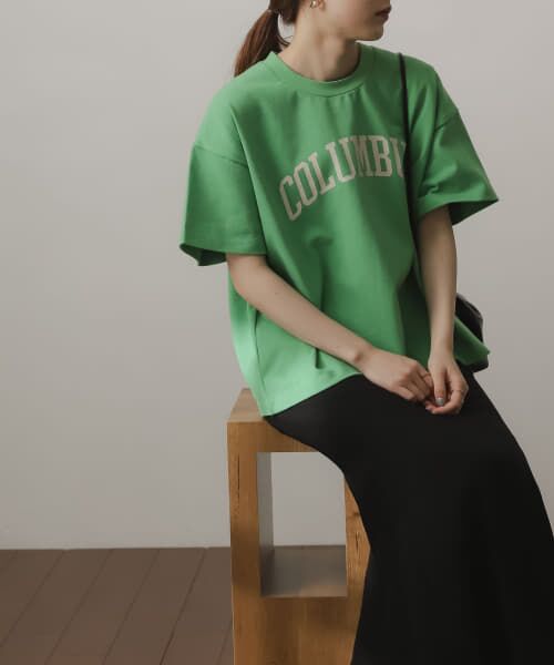 ＊＊SENSE OF PLACE by URBAN RESEARCH / センスオブプレイス バイ アーバンリサーチ Tシャツ | ヘビーウェイトプリントTシャツ(半袖)（L.GREEN）