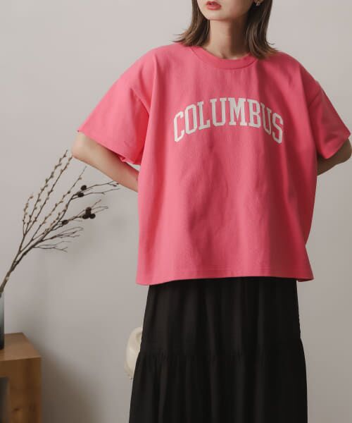 ＊＊SENSE OF PLACE by URBAN RESEARCH / センスオブプレイス バイ アーバンリサーチ Tシャツ | ヘビーウェイトプリントTシャツ(半袖)（PINK）