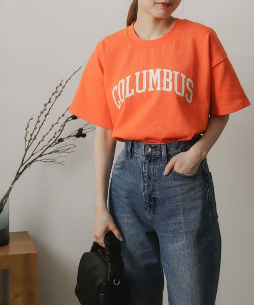 ＊＊SENSE OF PLACE by URBAN RESEARCH / センスオブプレイス バイ アーバンリサーチ Tシャツ | ヘビーウェイトプリントTシャツ(半袖)（ORANGE）