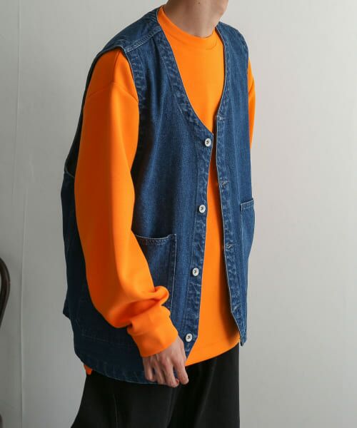 ＊＊SENSE OF PLACE by URBAN RESEARCH / センスオブプレイス バイ アーバンリサーチ ベスト | 『ユニセックス』 Vネックデニムベスト（INDIGO）