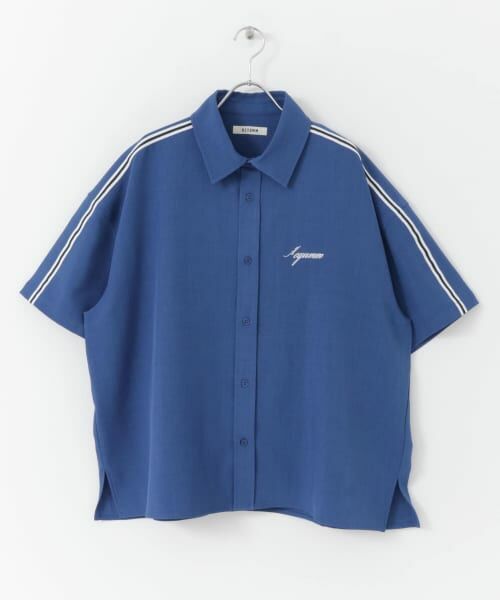 ＊＊SENSE OF PLACE by URBAN RESEARCH / センスオブプレイス バイ アーバンリサーチ シャツ・ブラウス | ロゴシシュウラインシャツ（BLUE）