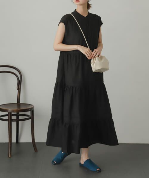 ＊＊SENSE OF PLACE by URBAN RESEARCH / センスオブプレイス バイ アーバンリサーチ ワンピース | タックティアードワンピース（BLACK）