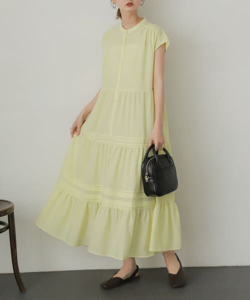 ＊＊SENSE OF PLACE by URBAN RESEARCH / センスオブプレイス バイ アーバンリサーチ ワンピース | タックティアードワンピース（YELLOW）
