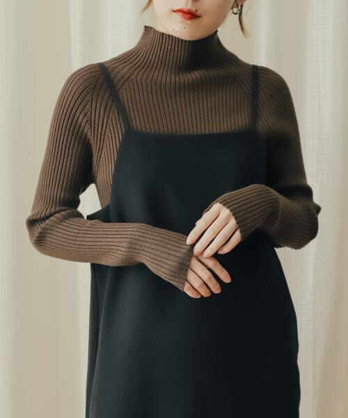＊＊SENSE OF PLACE by URBAN RESEARCH / センスオブプレイス バイ アーバンリサーチ ニット・セーター | ストレッチリブハイネックセーター（BROWN）