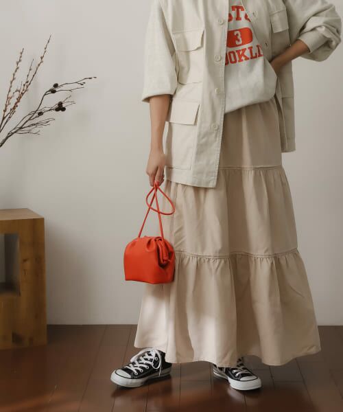 ＊＊SENSE OF PLACE by URBAN RESEARCH / センスオブプレイス バイ アーバンリサーチ スカート | スウェードタッチティアードスカート（IVORY）