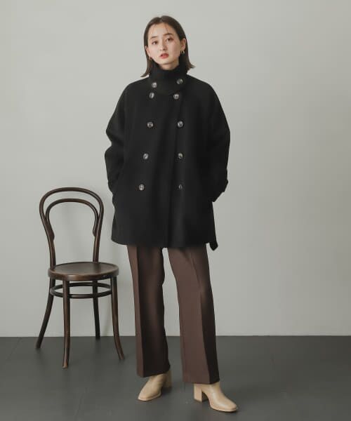 URBANRESEARCH  アーバンリサーチ   ウールステンカラーコート　黒 楽天市場】【SALE／60%OFF】ウールメルトンステンカラーコート