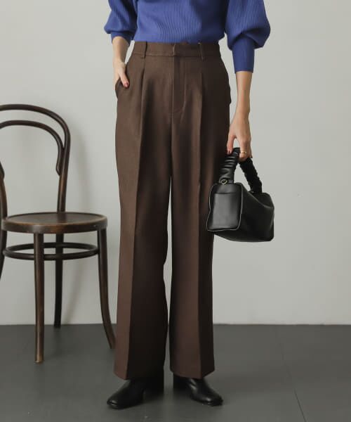 **SENSE OF PLACE by URBAN RESEARCH / センスオブプレイス バイ アーバンリサーチ その他パンツ | ウールライクワイドストレートパンツ(BROWN)