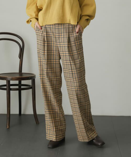 **SENSE OF PLACE by URBAN RESEARCH / センスオブプレイス バイ アーバンリサーチ その他パンツ | ウールライクワイドストレートパンツ(GRE×YEL)