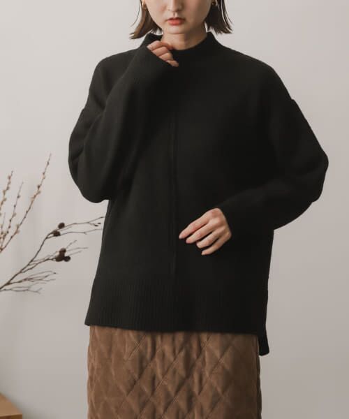 ＊＊SENSE OF PLACE by URBAN RESEARCH / センスオブプレイス バイ アーバンリサーチ ニット・セーター | ストレッチセンターシームセーター（BLACK）