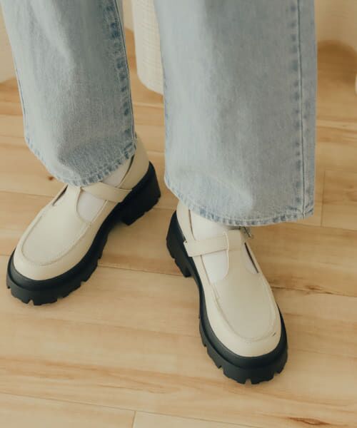 ＊＊SENSE OF PLACE by URBAN RESEARCH / センスオブプレイス バイ アーバンリサーチ ビジネス・ドレスシューズ | Tストラップボリュームソールシューズ（IVORY）