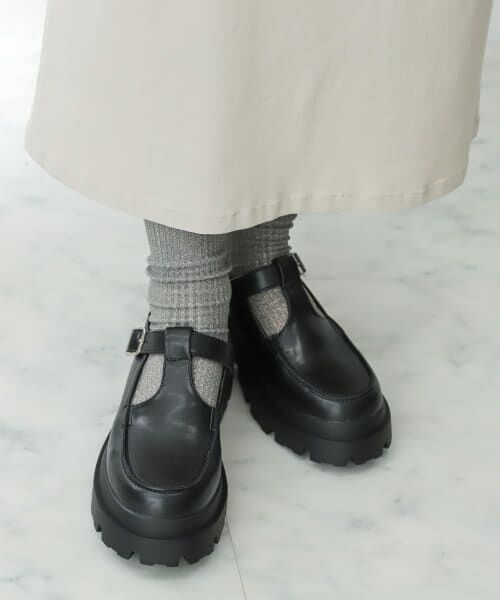 ＊＊SENSE OF PLACE by URBAN RESEARCH / センスオブプレイス バイ アーバンリサーチ ビジネス・ドレスシューズ | Tストラップボリュームソールシューズ（BLACK）