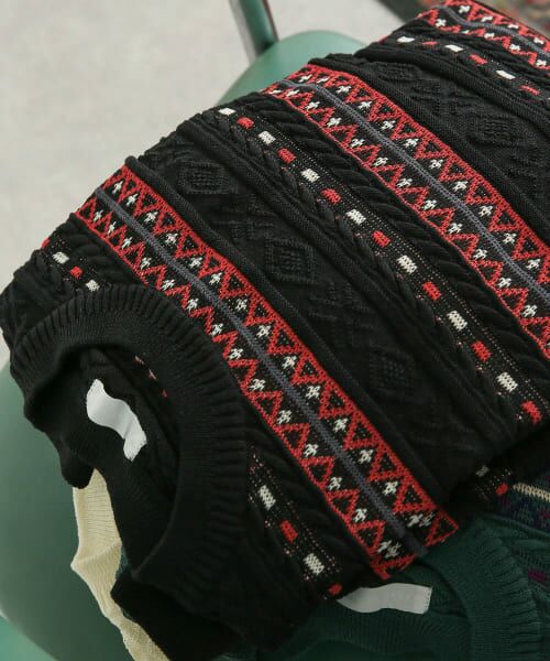 ＊＊SENSE OF PLACE by URBAN RESEARCH / センスオブプレイス バイ アーバンリサーチ ニット・セーター | 『イージーケア』マルチジャガードセーター（BLACK）