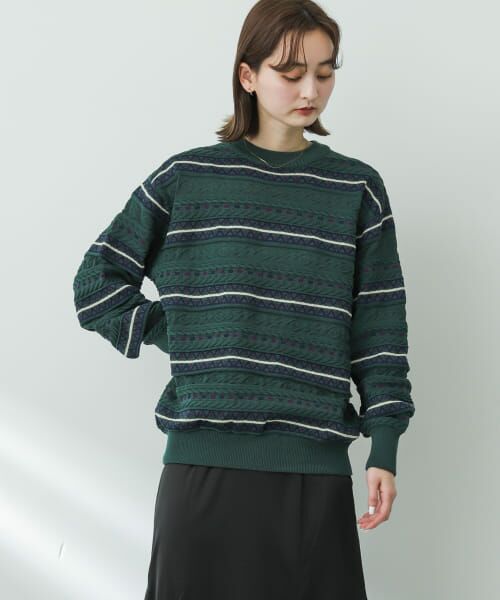 ＊＊SENSE OF PLACE by URBAN RESEARCH / センスオブプレイス バイ アーバンリサーチ ニット・セーター | 『イージーケア』マルチジャガードセーター（GREEN）