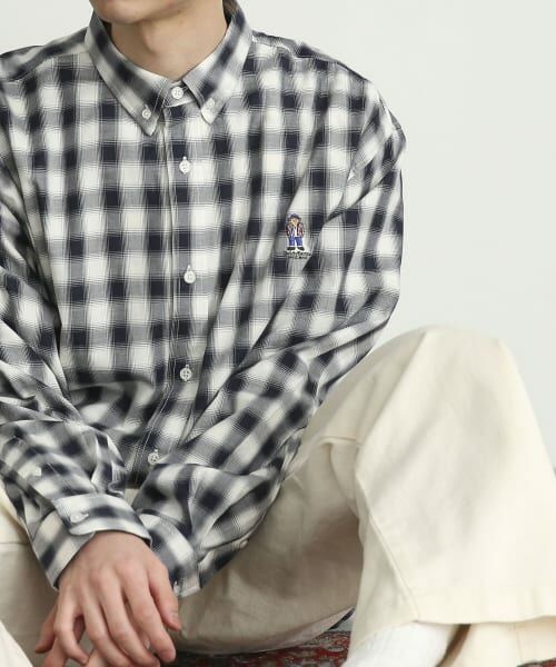 テディベア チェック柄シャツ付き 赤いチェック柄のリボン付きぬいぐるみホワイト テディベア 28cm