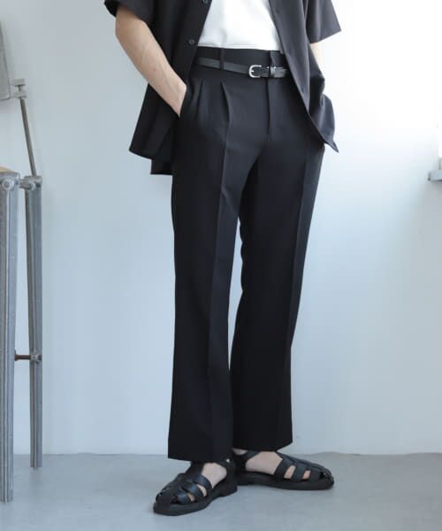 ＊＊SENSE OF PLACE by URBAN RESEARCH / センスオブプレイス バイ アーバンリサーチ その他パンツ | 『セットアップ対応』 『イージーケア』タックセンタープレスストレートスラックス（BLACK）