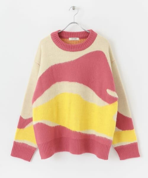＊＊SENSE OF PLACE by URBAN RESEARCH / センスオブプレイス バイ アーバンリサーチ ニット・セーター | モヘアライクカラフルジャガードニットトップ（PINK）