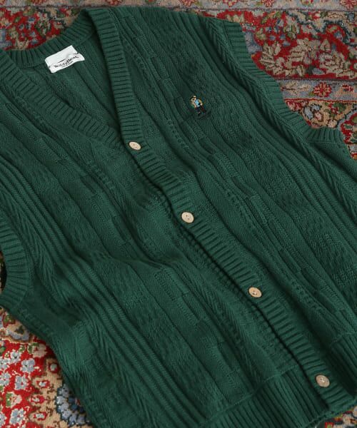 ＊＊SENSE OF PLACE by URBAN RESEARCH / センスオブプレイス バイ アーバンリサーチ ニット・セーター | 『別注』TeddyBear×SENSE OF PLACE　テディベアニットベスト B（KHAKI）